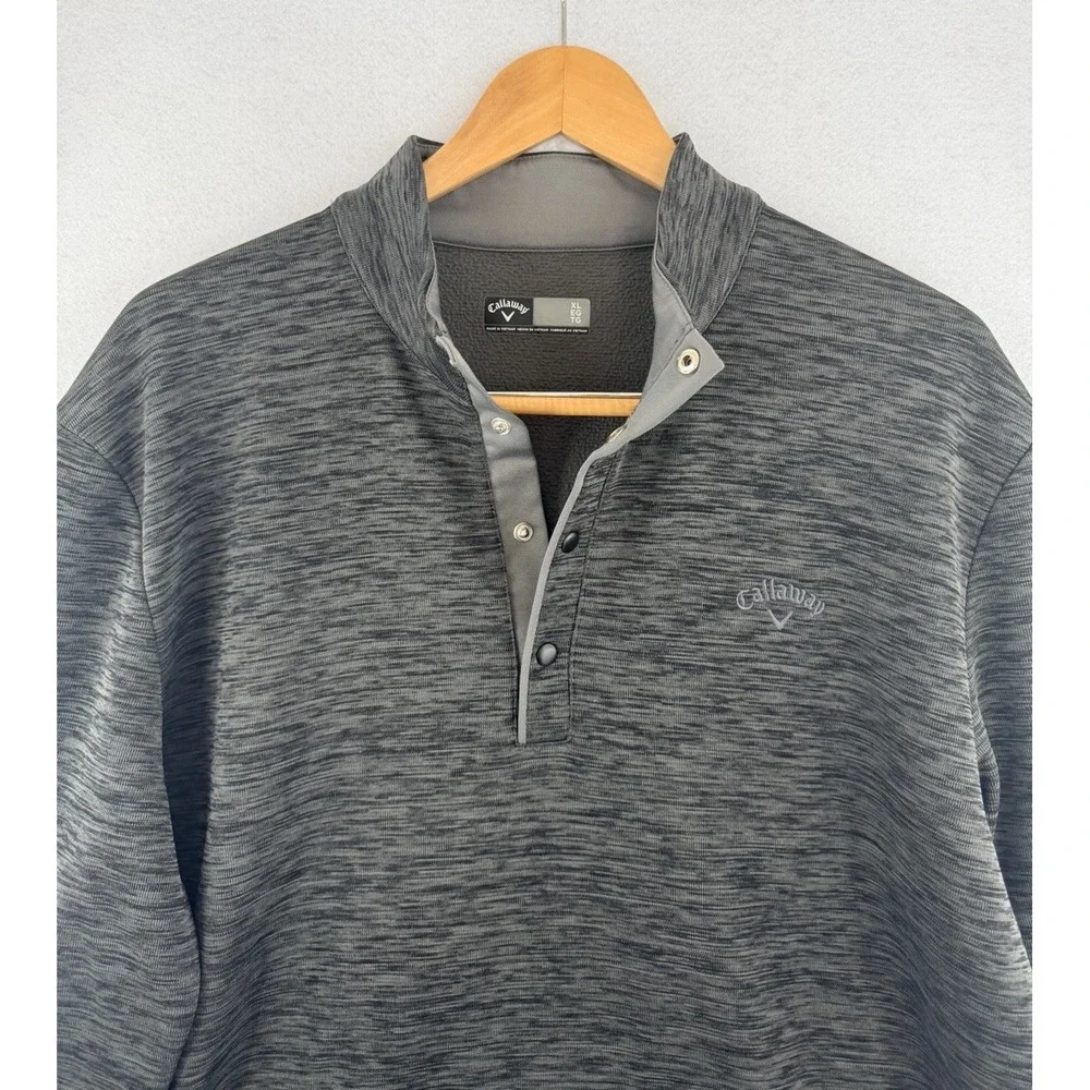 Callaway Sweater Mens XL Gray 1/4 Snap Button Closure Pullover Sweatshirt Golf
